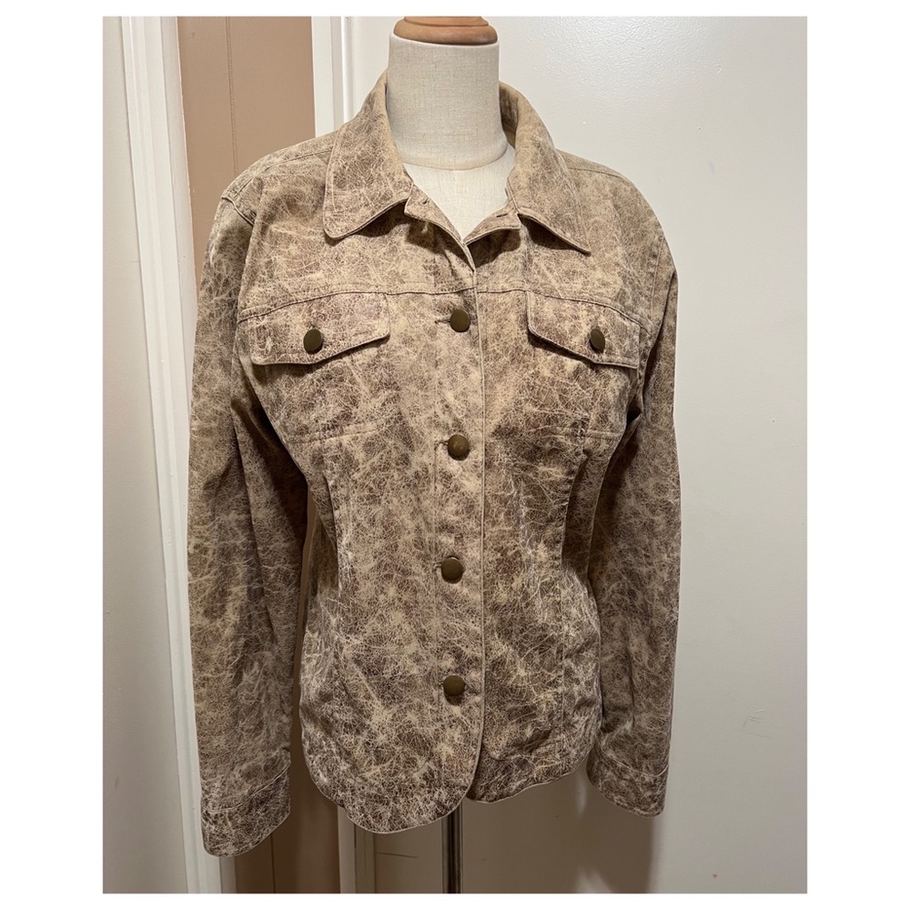 Bamboo Traders Women Metallic Gold Cream Jacket Size Large.